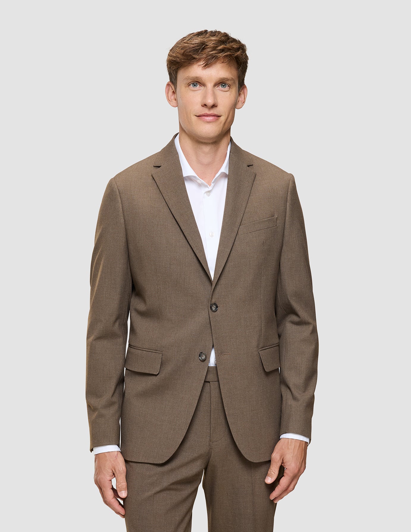 Essential Blazer Slim Saddle Brown Melange